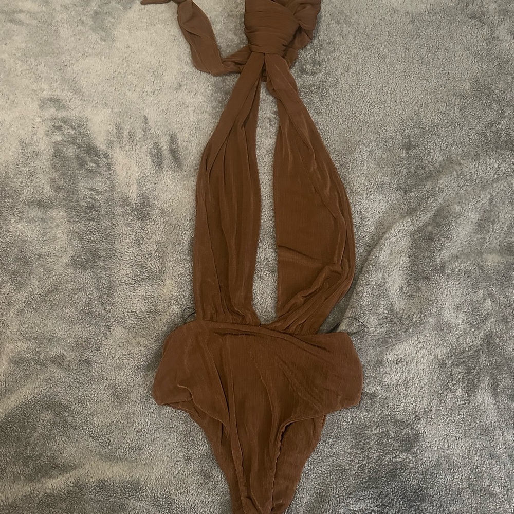 Women’s Brown Plunge Convertible Bodysuit